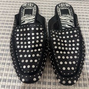 Dolce Vita Maura Black and Silver Studded Slip-Ons Size 6